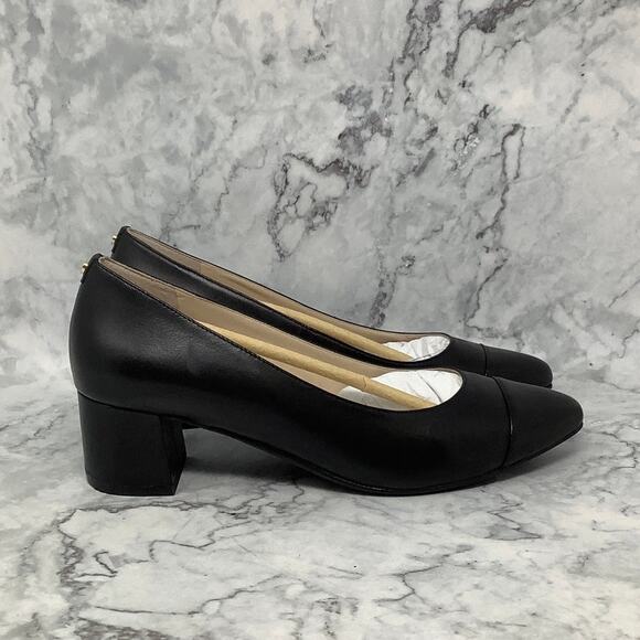 Cole Haan Women's 7B Black Leather The Go-To Block Heel Pump 45mm Slip On S1-15 - Picture 3 of 11